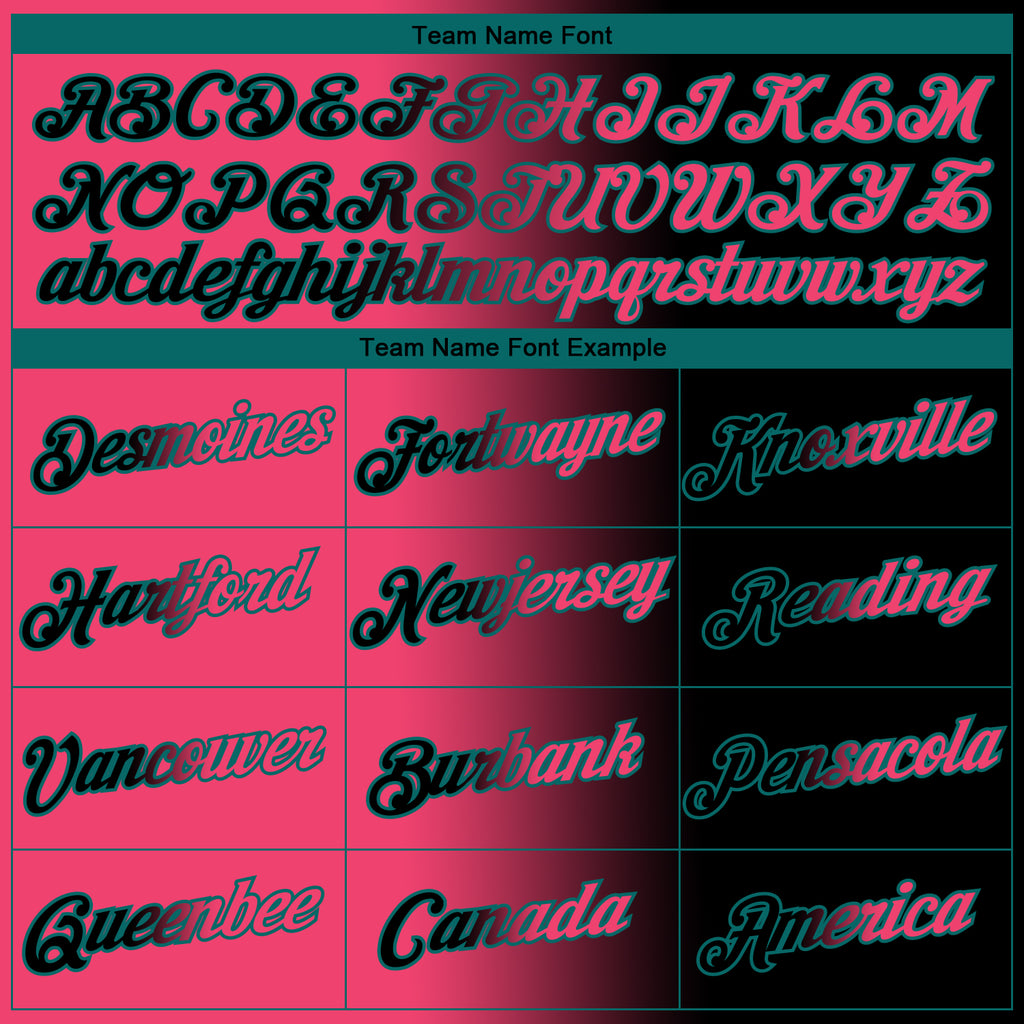 Custom Black Neon Pink-Teal Gradient Fashion Performance T-Shirt