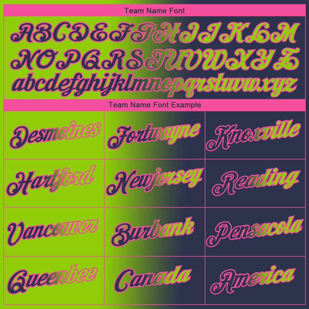 Custom Navy Neon Green-Pink Gradient Fashion Performance T-Shirt