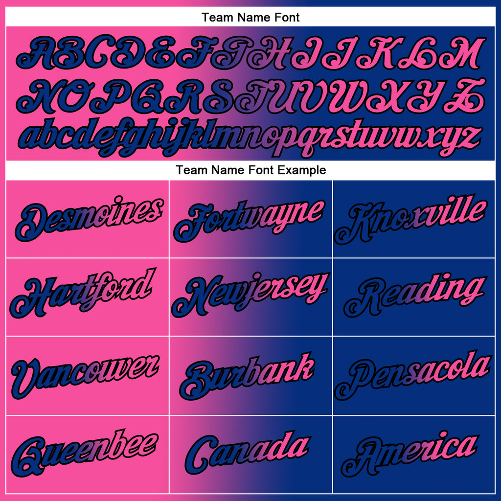 Custom Royal Pink-Black Gradient Fashion Performance T-Shirt