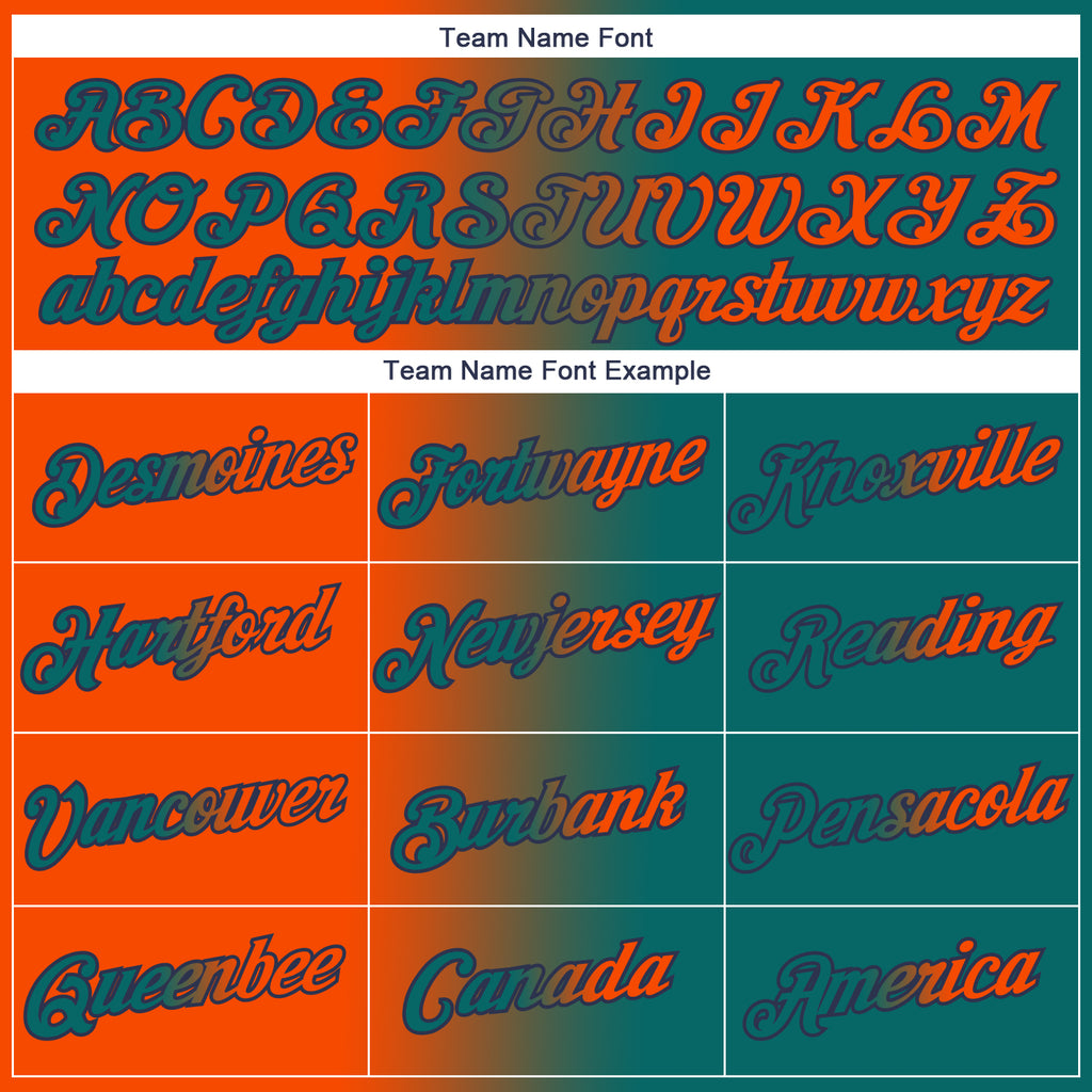 Custom Teal Orange-Navy Gradient Fashion Performance T-Shirt