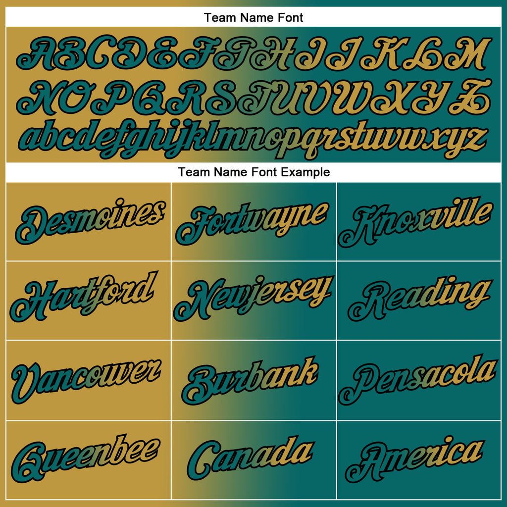 Custom Teal Old Gold-Black Gradient Fashion Performance T-Shirt