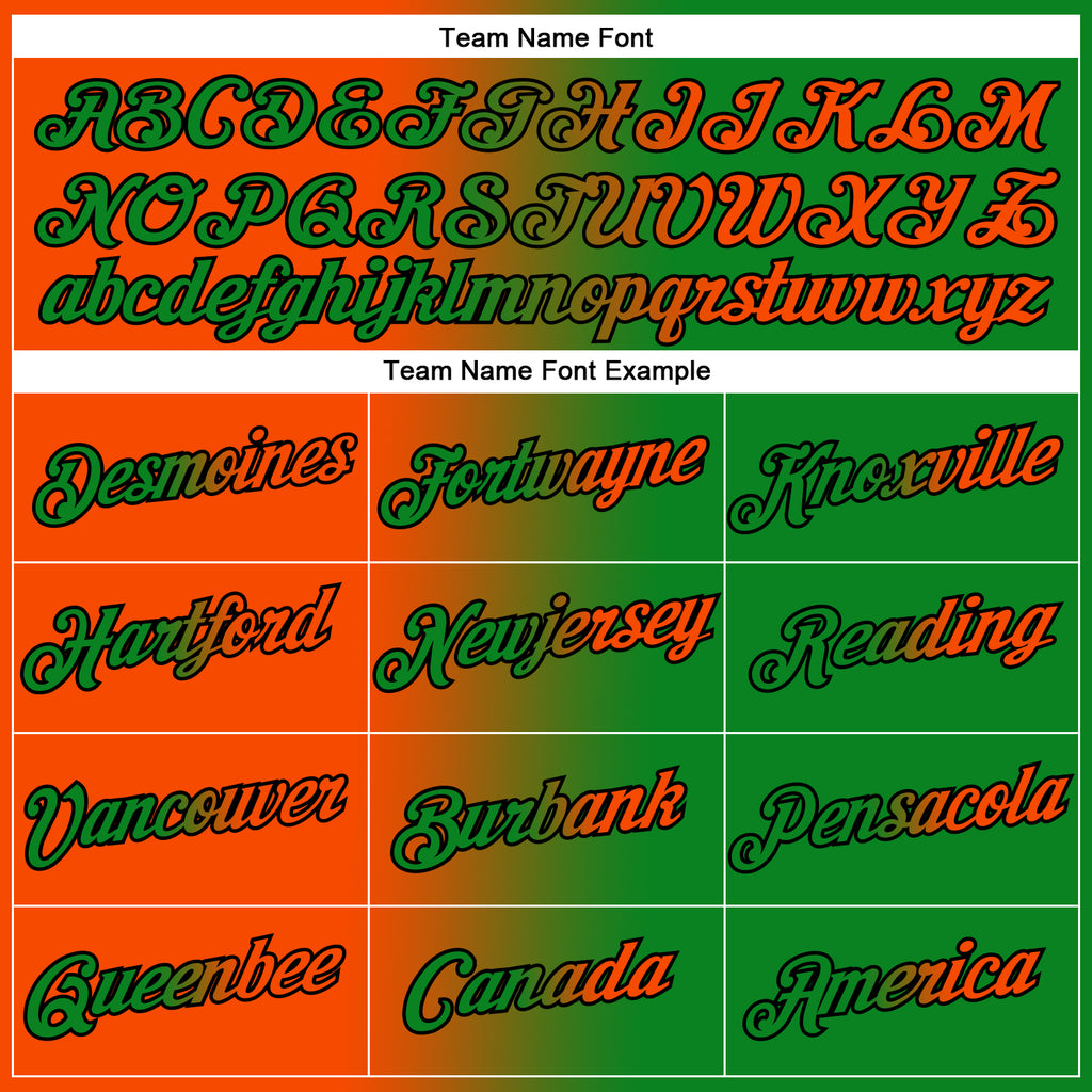Custom Grass Green Orange-Black Gradient Fashion Performance T-Shirt