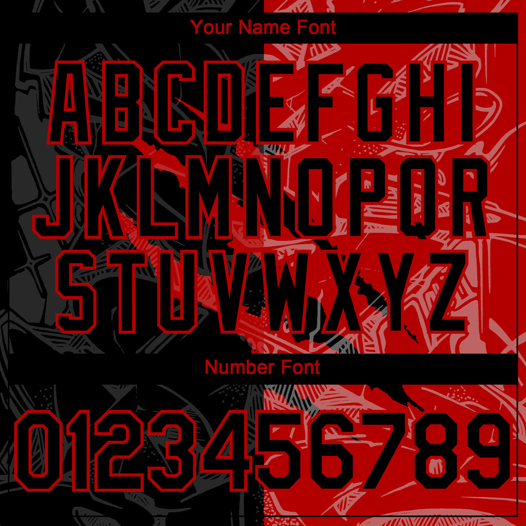 Custom Graffiti Pattern Black-Red 3D Scratch Authentic Baseball Jersey