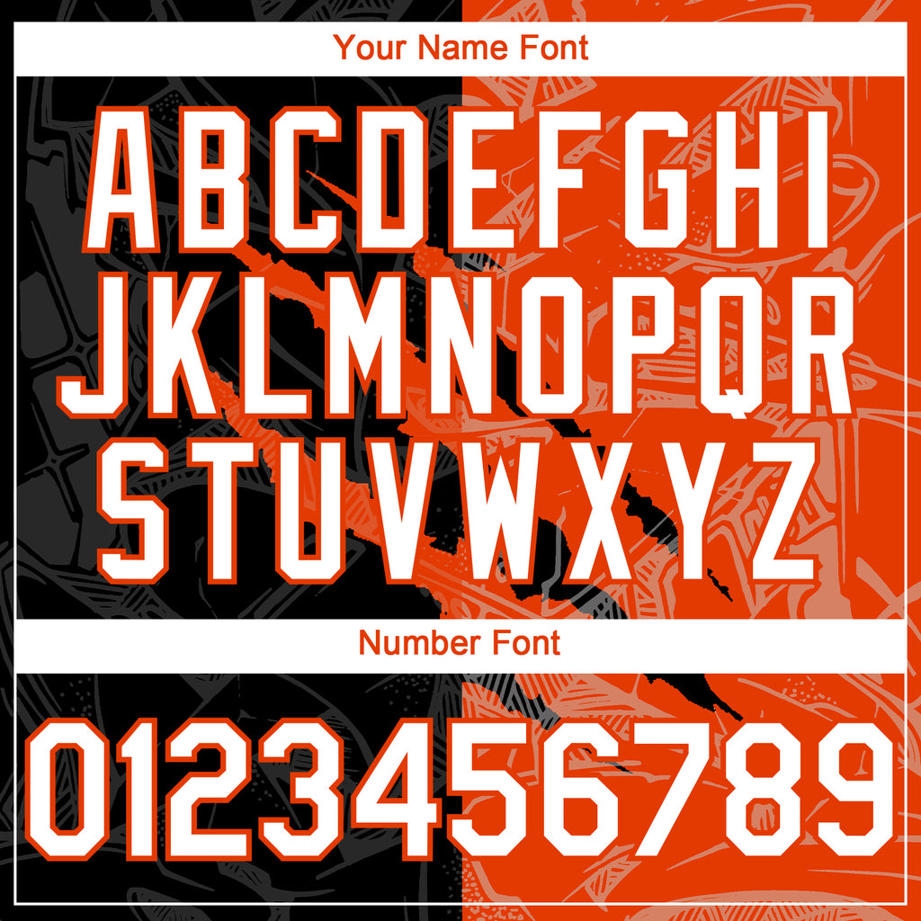 Custom Graffiti Pattern White Black-Orange 3D Scratch Authentic Baseball Jersey