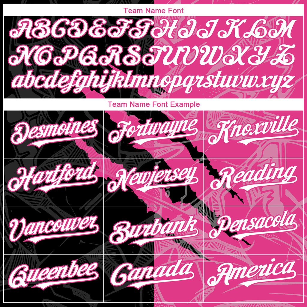 Custom Graffiti Pattern White Black-Pink 3D Scratch Authentic Baseball Jersey