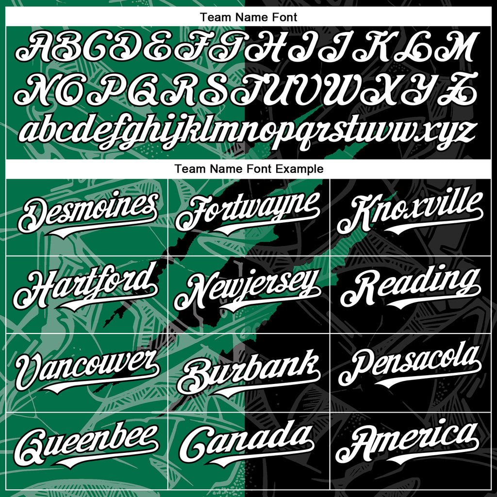 Custom Graffiti Pattern White Black-Kelly Green 3D Scratch Authentic Baseball Jersey