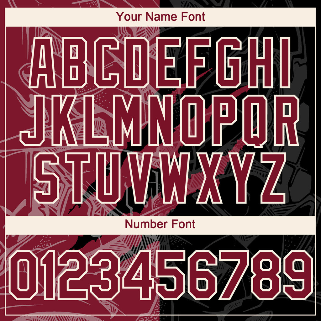Custom Graffiti Pattern Crimson Black-Cream 3D Scratch Authentic Baseball Jersey