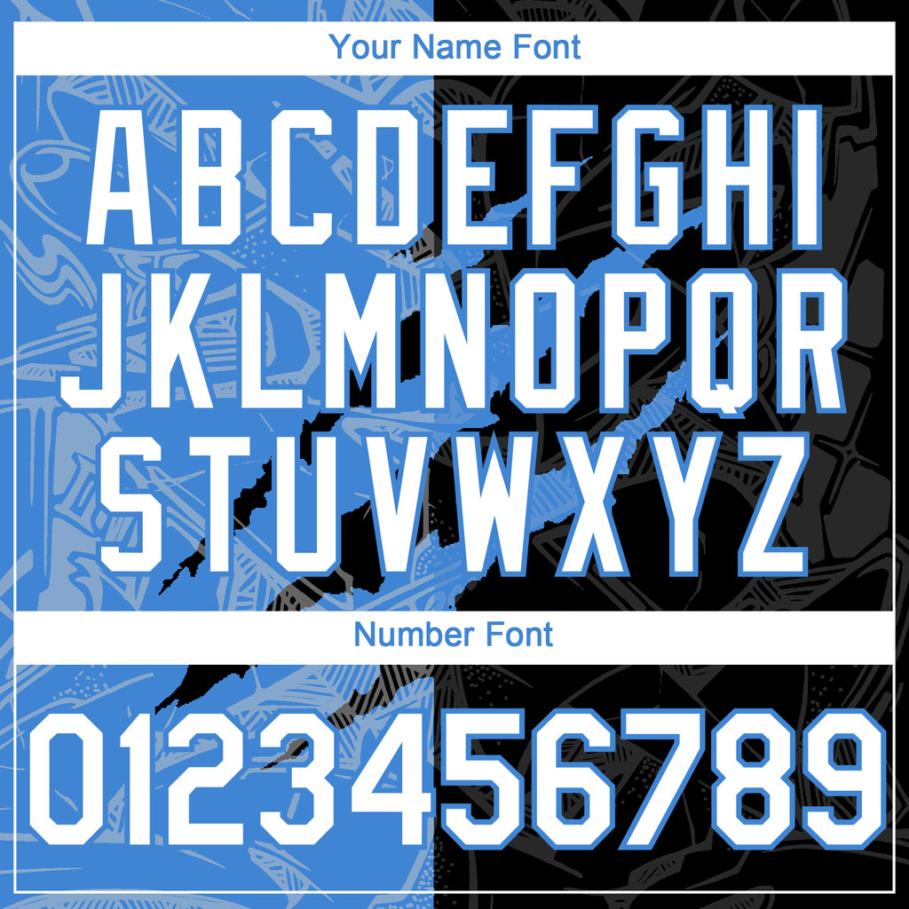 Custom Graffiti Pattern White Black-Electric Blue 3D Scratch Authentic Baseball Jersey