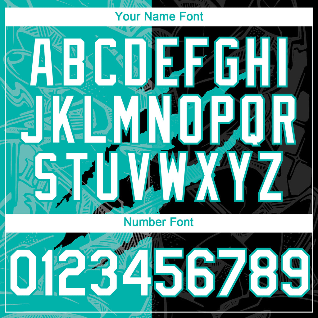 Custom Graffiti Pattern White Black-Aqua 3D Scratch Authentic Baseball Jersey