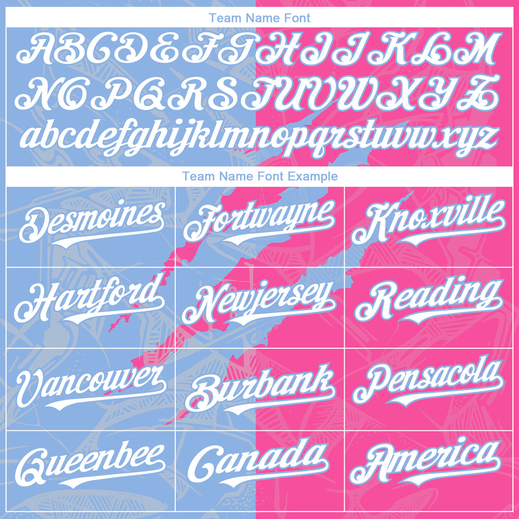 Custom Graffiti Pattern White Pink-Light Blue 3D Scratch Authentic Baseball Jersey