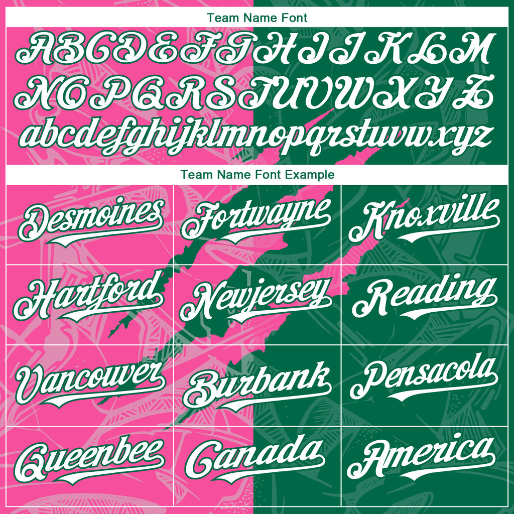 Custom Graffiti Pattern White Kelly Green-Pink 3D Scratch Authentic Baseball Jersey
