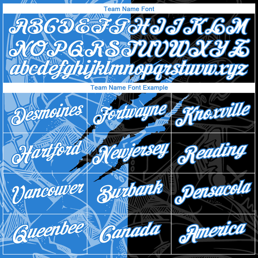 Custom Graffiti Pattern White Black-Powder Blue Scratch 3D Performance T-Shirt