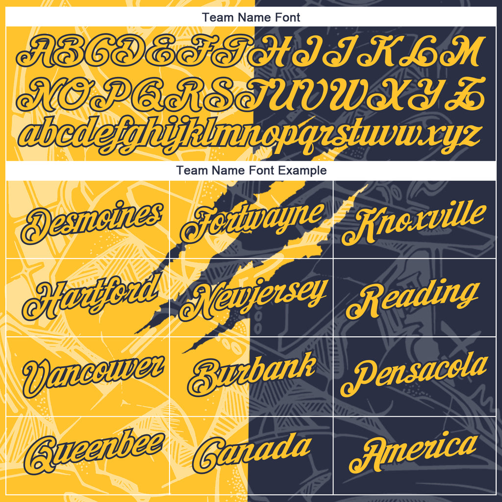 Custom Graffiti Pattern Gold-Navy Scratch 3D Performance T-Shirt