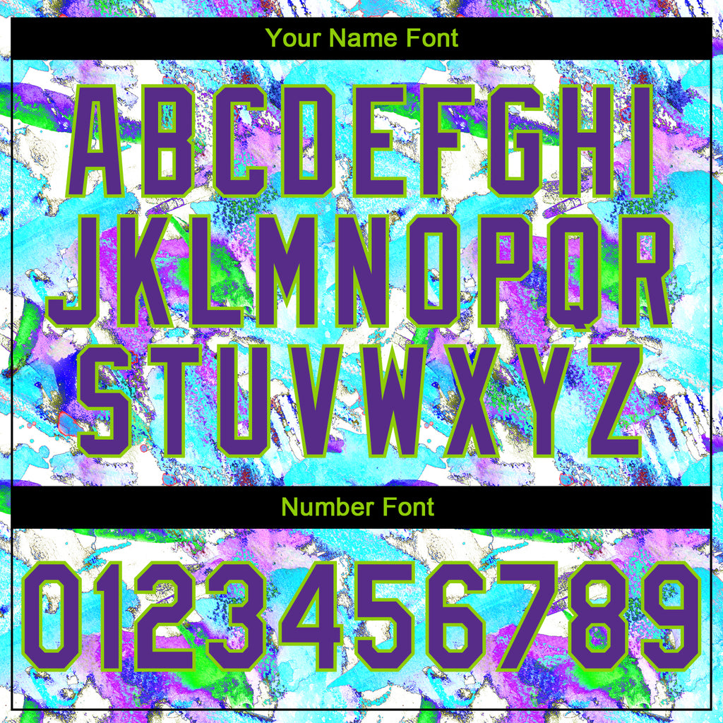 Custom Stitched Graffiti Pattern Purple-Neon Green 3D Watercolor Grunge Art Sports Pullover Sweatshirt Hoodie