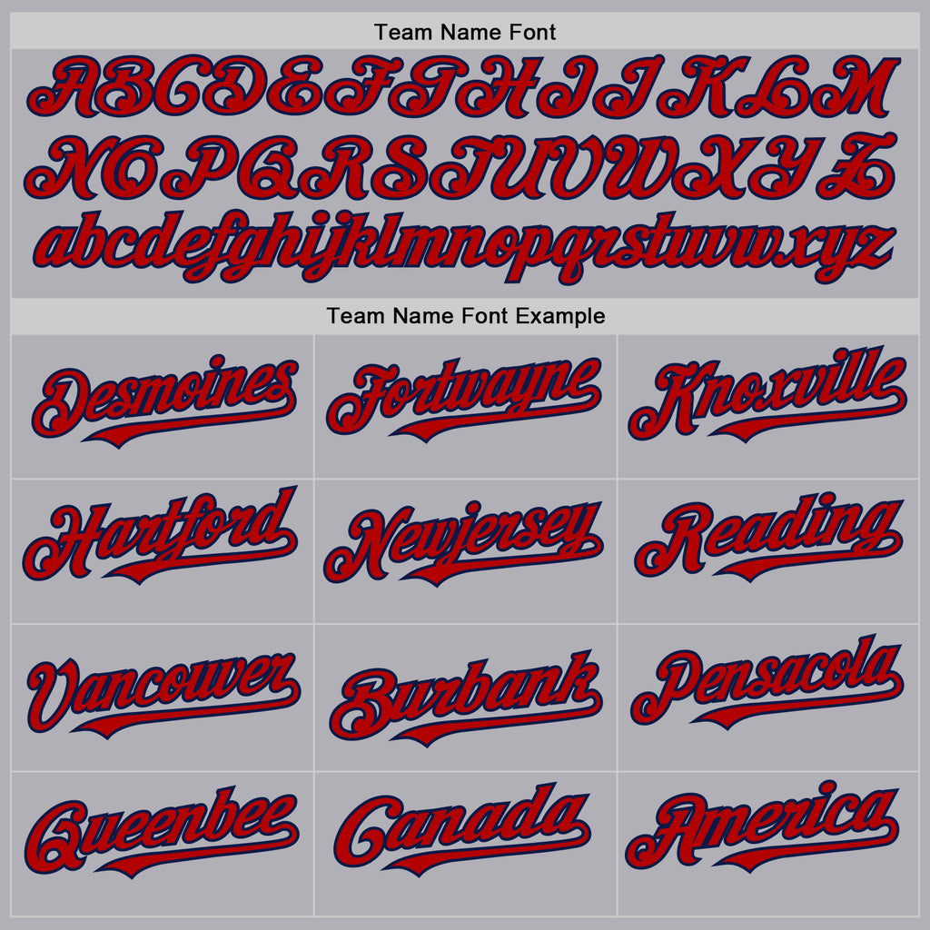 Custom Gray Red-Navy Mesh Authentic Throwback Baseball Jersey