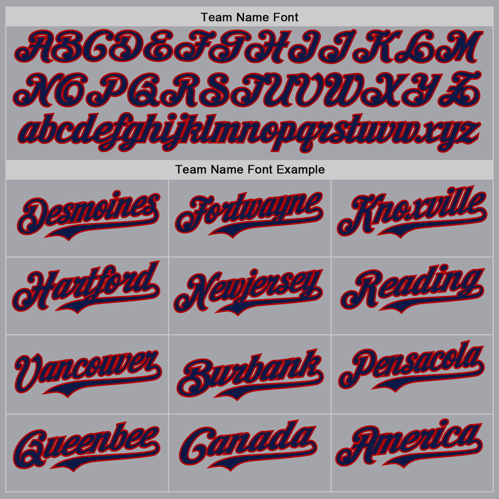 Custom Gray Navy-Red Authentic Baseball Jersey