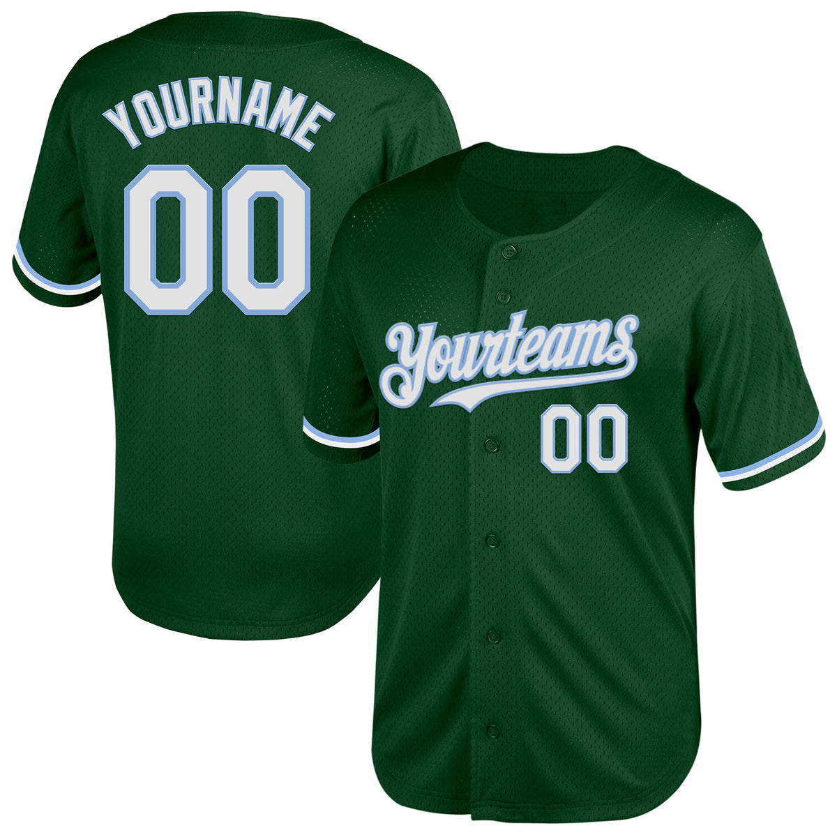 Custom Green White-Light Blue Mesh Authentic Throwback Baseball Jersey ...