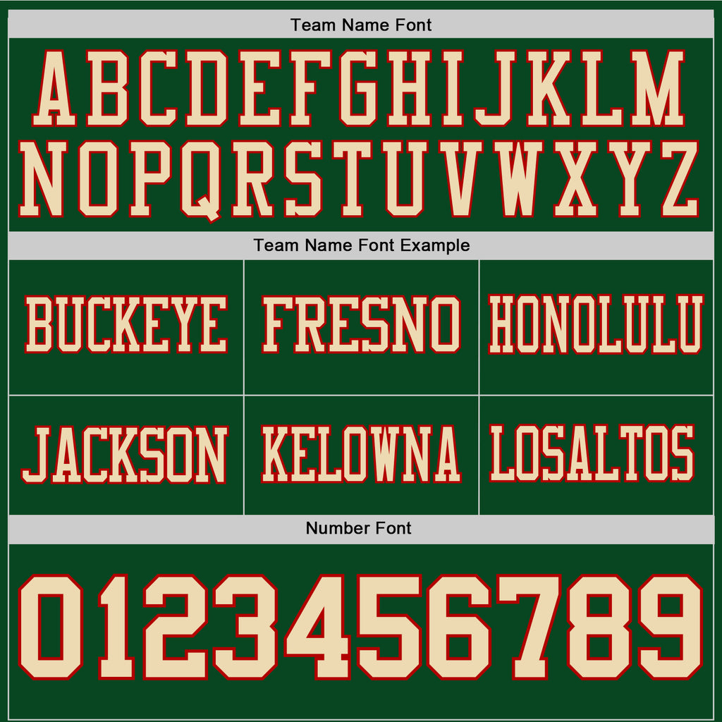 Custom Green Cream-Red Authentic Football Jersey