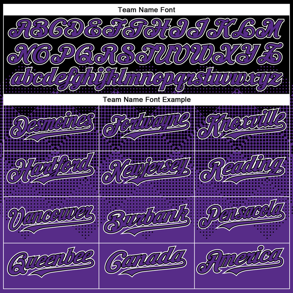 Custom Black Purple-White Gradient Square Shape 3D Pattern Design Bomber Full-Snap Varsity Letterman Hoodie Jacket