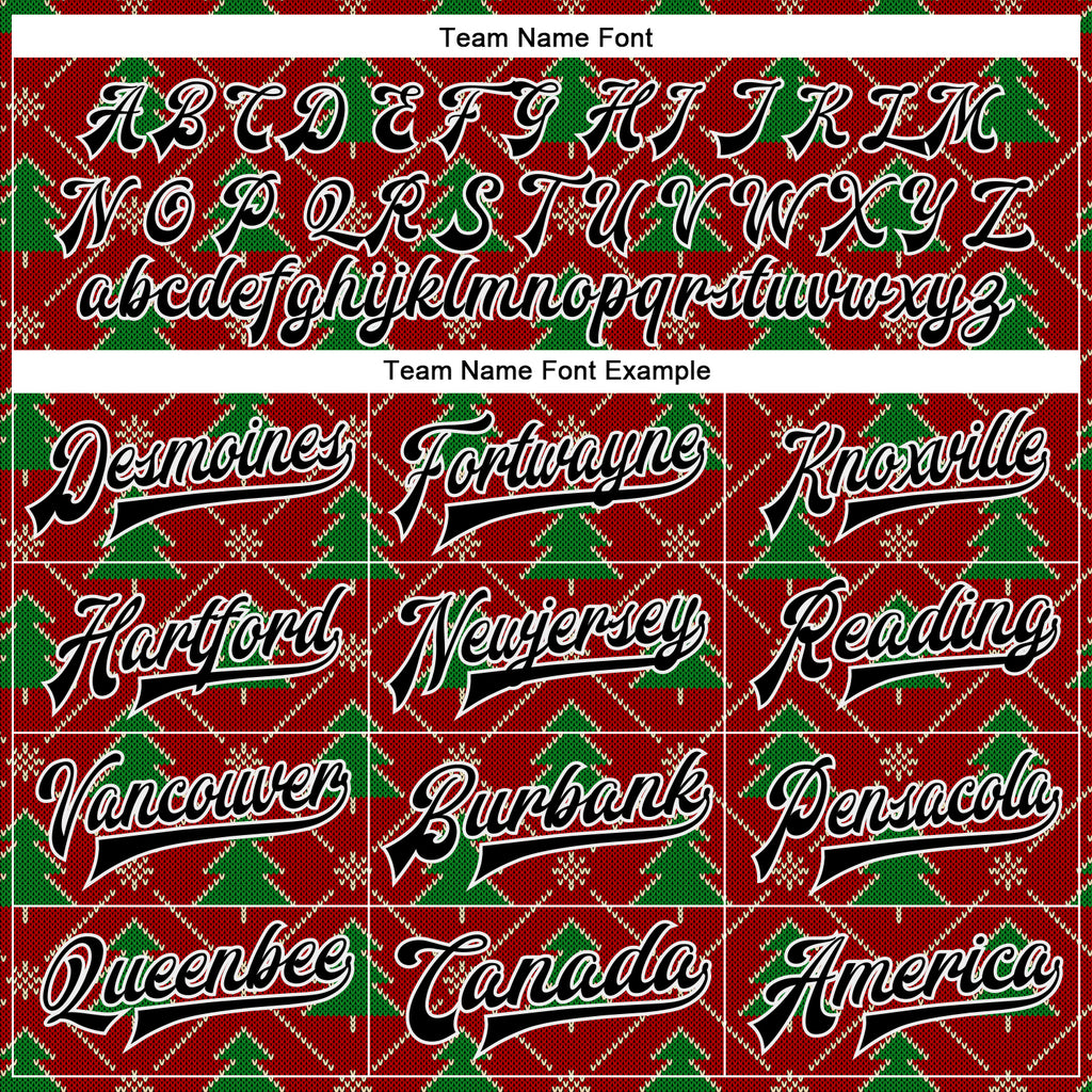 Custom Red Black-Kelly Green Christmas 3D Bomber Full-Snap Varsity Letterman Jacket