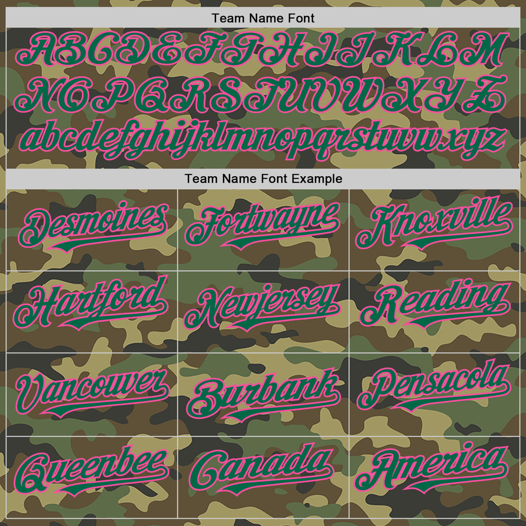 Custom Camo Kelly Green-Pink Bomber Full-Snap Varsity Letterman Salute To Service Hoodie Jacket