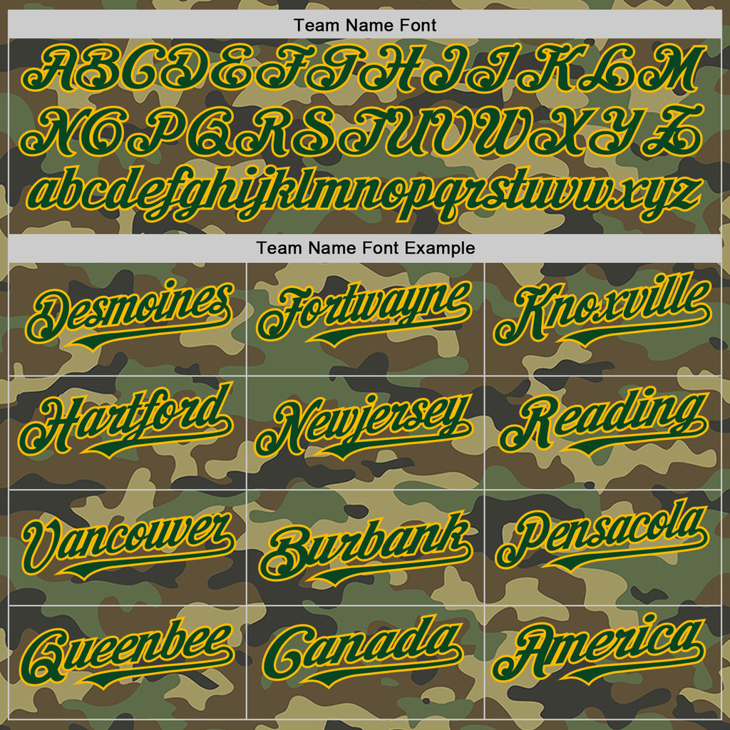 Custom Camo Green-Gold Bomber Full-Snap Varsity Letterman Salute To Service Hoodie Jacket