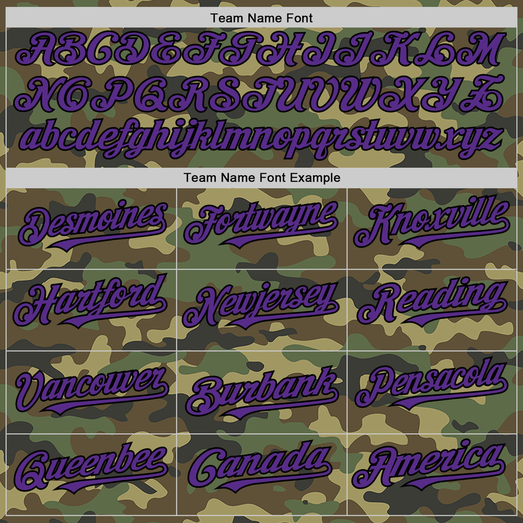 Custom Camo Purple-Black Bomber Full-Snap Varsity Letterman Salute To Service Hoodie Jacket