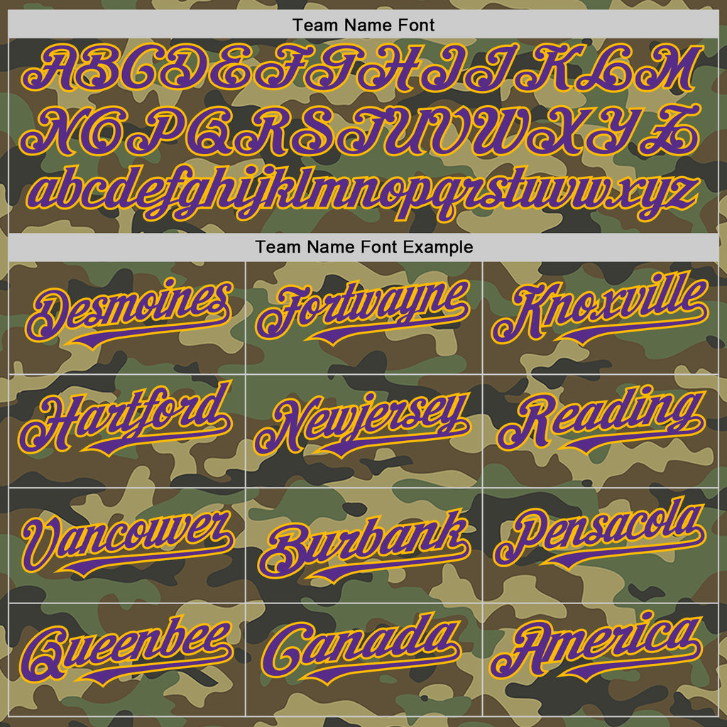 Custom Camo Purple-Gold Bomber Full-Snap Varsity Letterman Salute To Service Hoodie Jacket