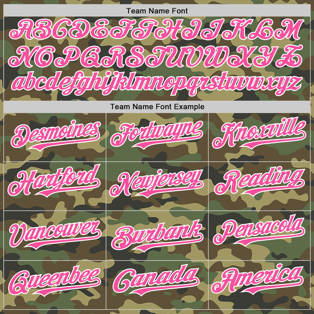 Custom Camo Pink-White Bomber Full-Snap Varsity Letterman Salute To Service Hoodie Jacket