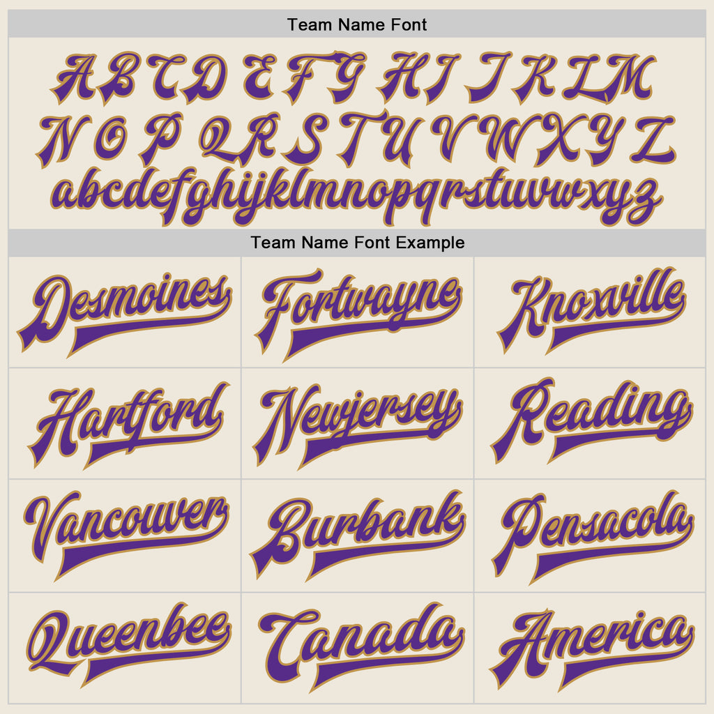 Custom Cream Purple-Old Gold Bomber Full-Snap Varsity Letterman Two Tone Jacket