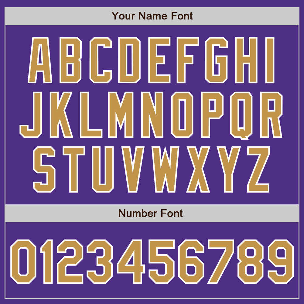 Custom Purple Old Gold-White Bomber Full-Snap Varsity Letterman Two Tone Jacket