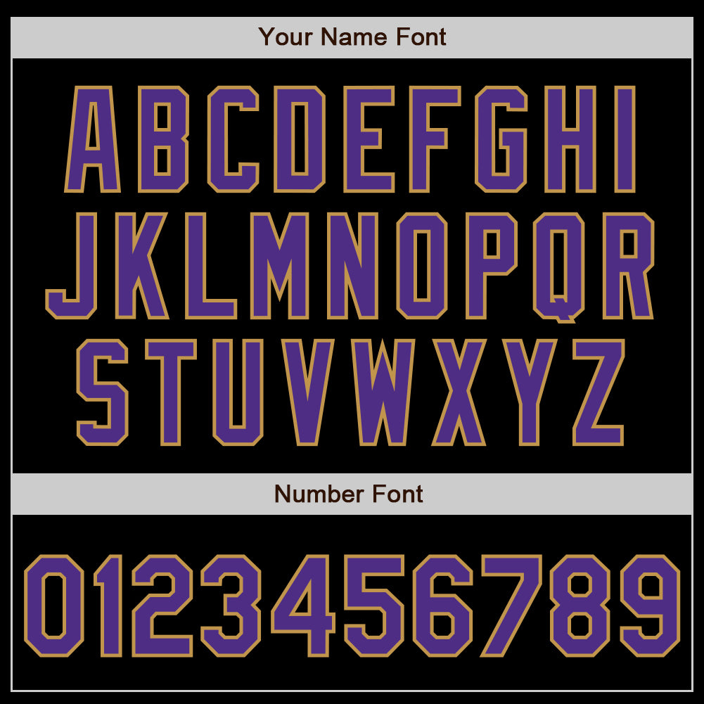 Custom Black Purple-Old Gold Bomber Full-Snap Varsity Letterman Jacket