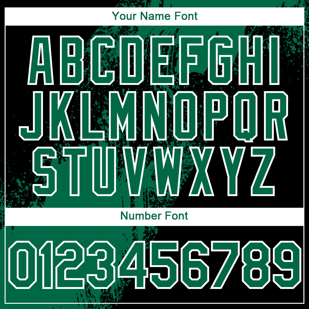 Custom Black Kelly Green-White Abstract Brush Stroke 3D Pattern Design Bomber Full-Snap Varsity Letterman Hoodie Jacket