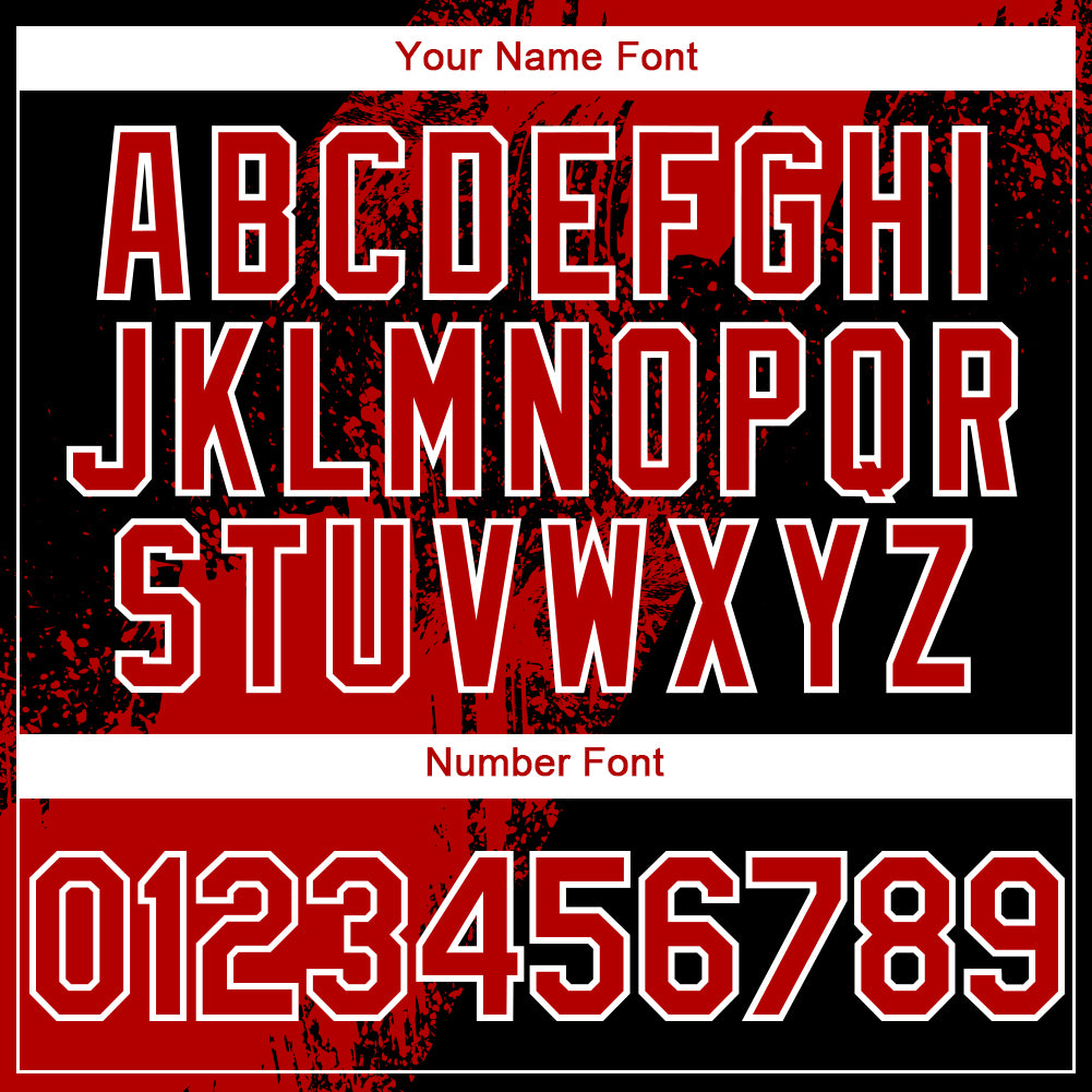 Custom Black Red-White Abstract Brush Stroke 3D Pattern Design Bomber Full-Snap Varsity Letterman Hoodie Jacket