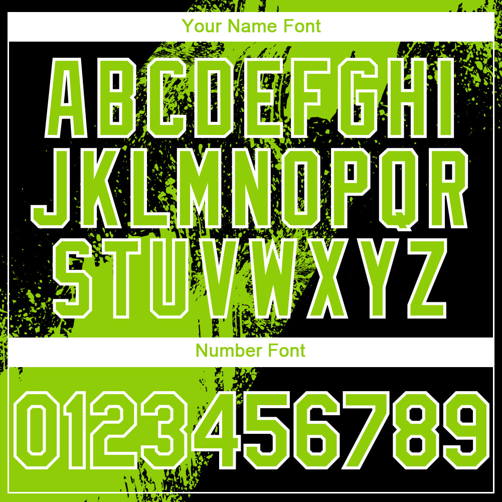 Custom Black Neon Green-White Abstract Brush Stroke 3D Pattern Design Bomber Full-Snap Varsity Letterman Hoodie Jacket