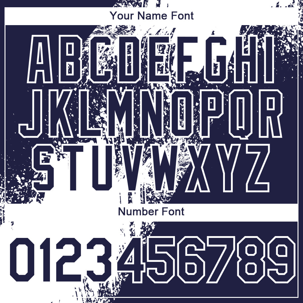 Custom Navy White Abstract Brush Stroke 3D Pattern Design Bomber Full-Snap Varsity Letterman Hoodie Jacket