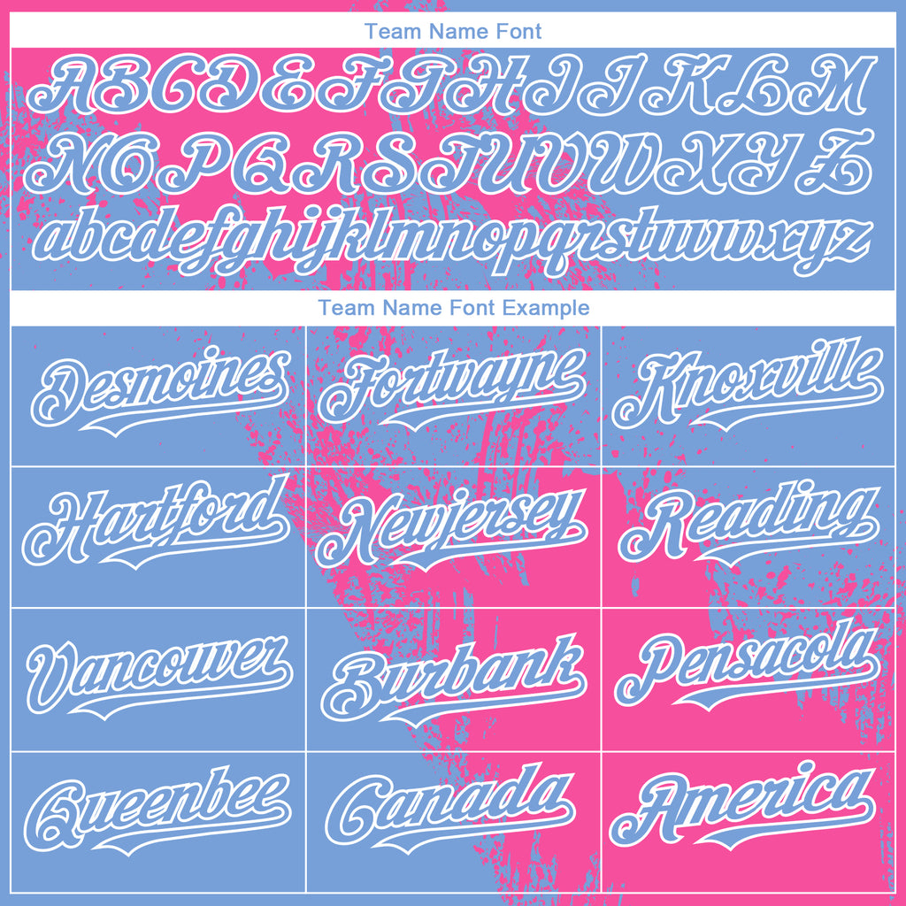 Custom Light Blue Pink-White Abstract Brush Stroke 3D Pattern Design Bomber Full-Snap Varsity Letterman Hoodie Jacket