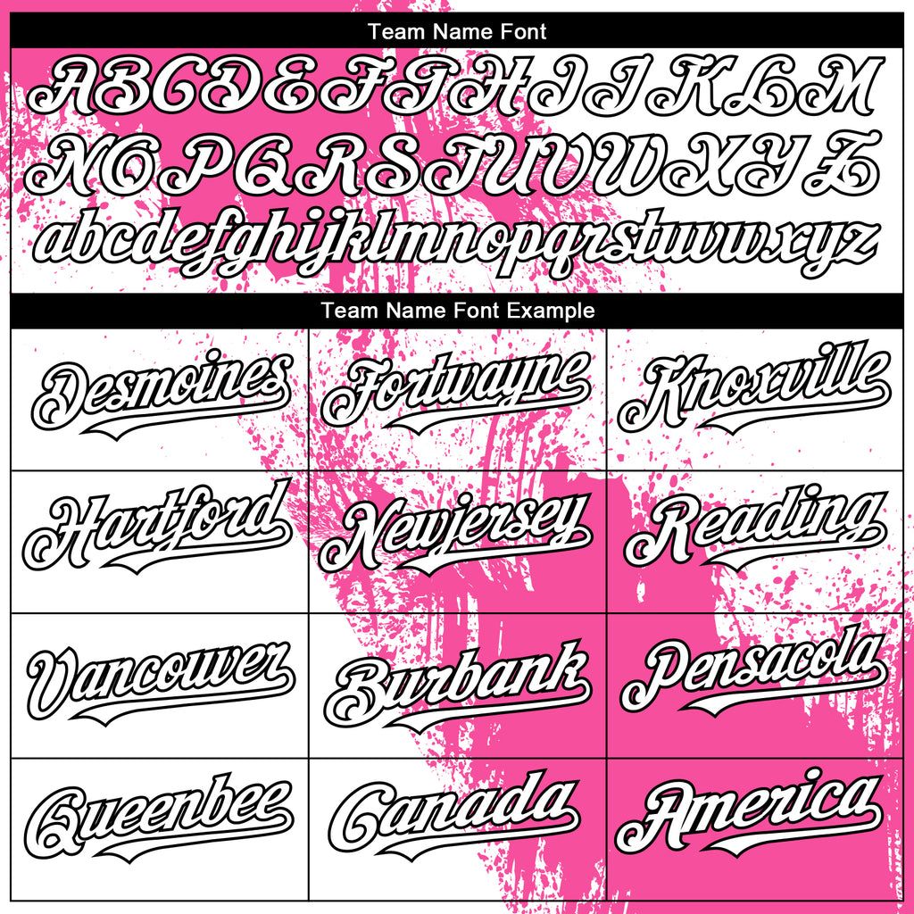 Custom White Pink-Black Abstract Brush Stroke 3D Pattern Design Bomber Full-Snap Varsity Letterman Hoodie Jacket