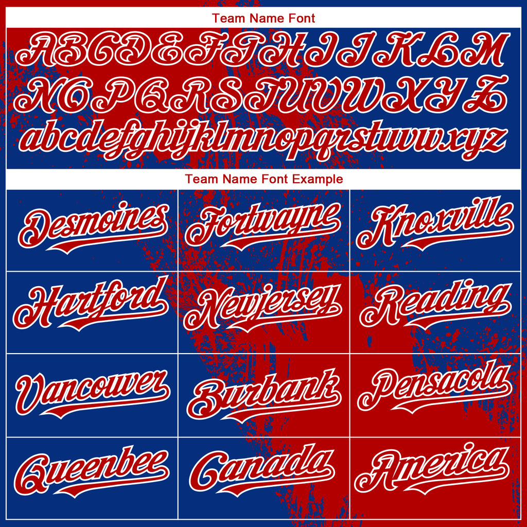 Custom Royal Red-White Abstract Brush Stroke 3D Pattern Design Bomber Full-Snap Varsity Letterman Hoodie Jacket