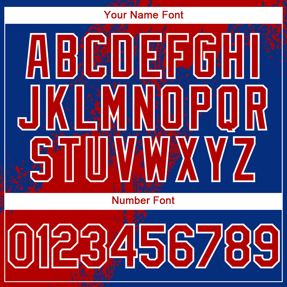 Custom Royal Red-White Abstract Brush Stroke 3D Pattern Design Bomber Full-Snap Varsity Letterman Hoodie Jacket