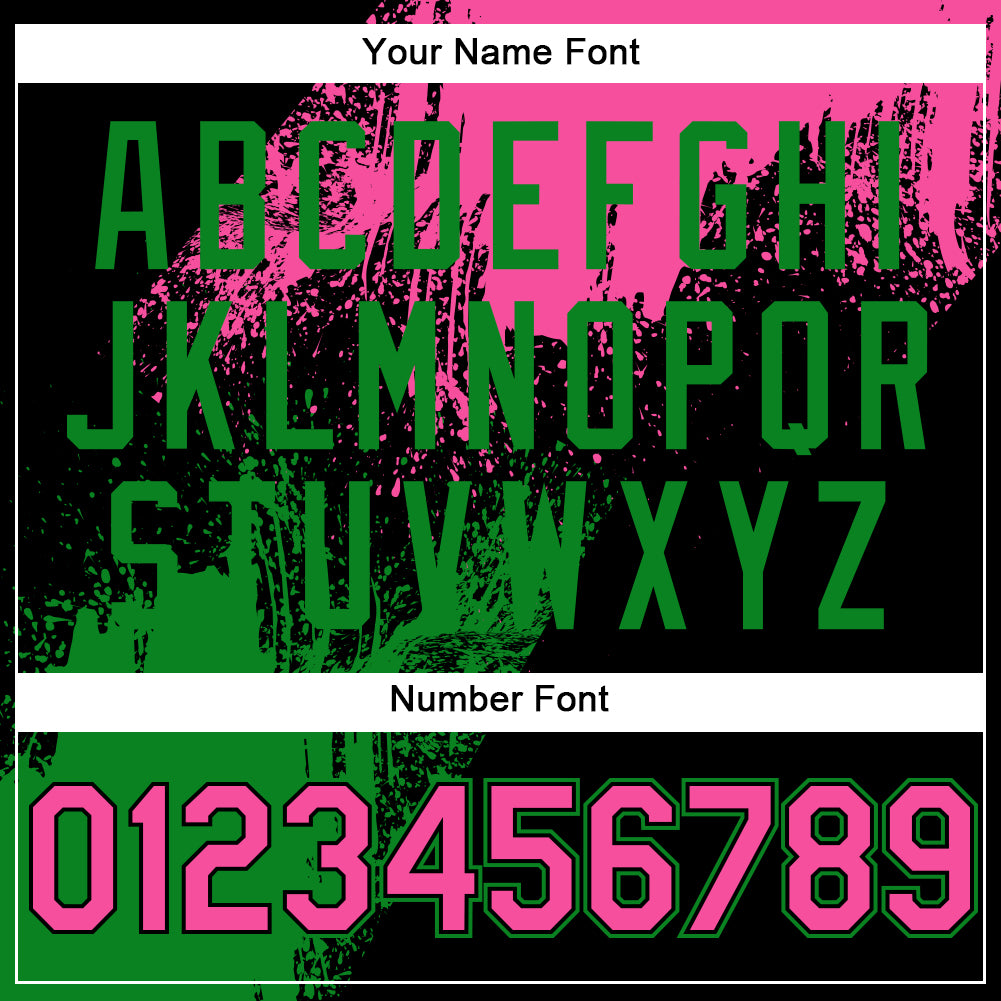 Custom Black Pink Grass Green-White Abstract Brush Stroke 3D Pattern Design Bomber Full-Snap Varsity Letterman Hoodie Jacket