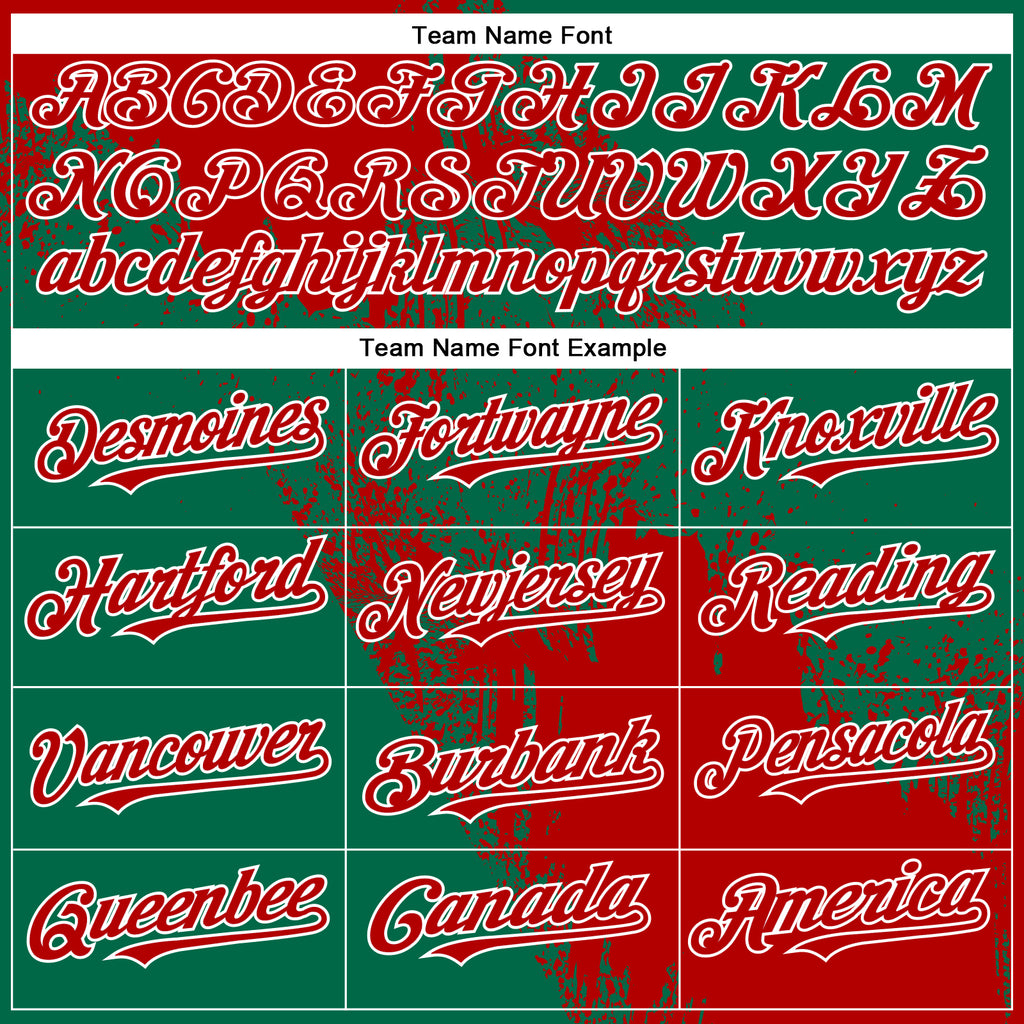 Custom Kelly Green Red-White Abstract Brush Stroke 3D Pattern Design Bomber Full-Snap Varsity Letterman Hoodie Jacket