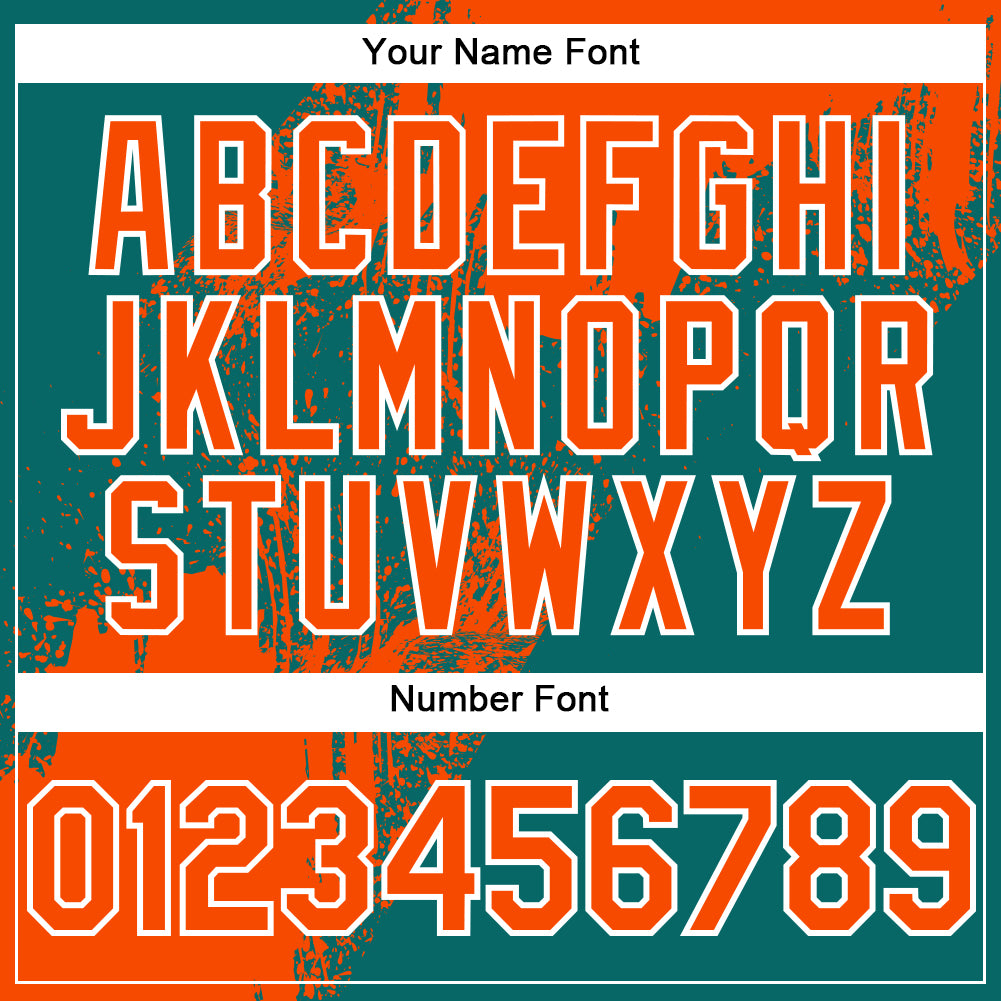 Custom Teal Orange-White Abstract Brush Stroke 3D Pattern Design Bomber Full-Snap Varsity Letterman Hoodie Jacket