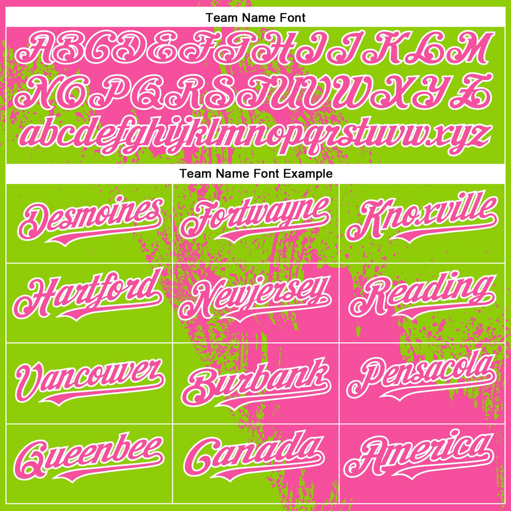 Custom Neon Green Pink-White Abstract Brush Stroke 3D Pattern Design Bomber Full-Snap Varsity Letterman Hoodie Jacket