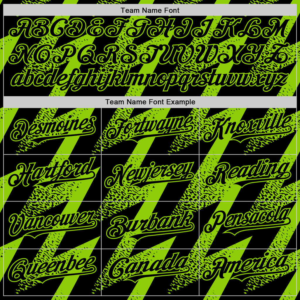 Custom Black Neon Green Zigzag Shape 3D Pattern Design Bomber Full-Snap Varsity Letterman Hoodie Jacket