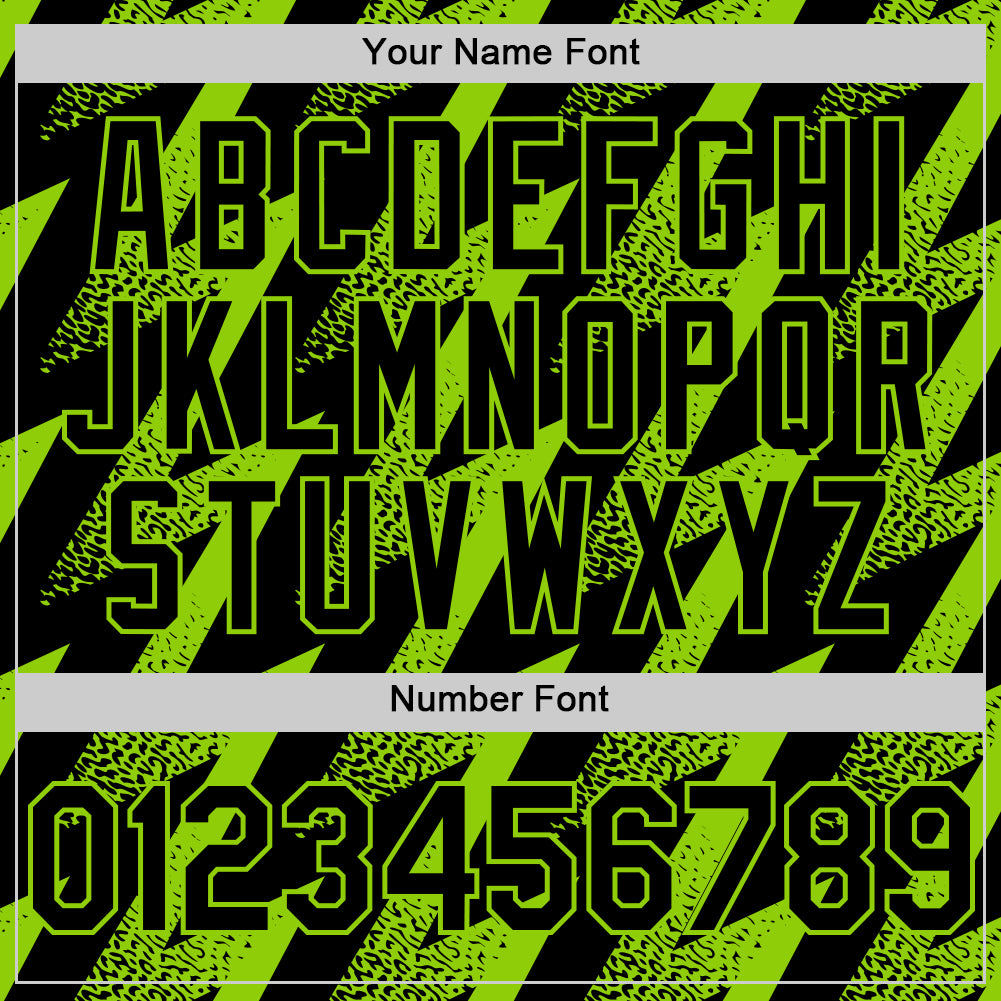 Custom Black Neon Green Zigzag Shape 3D Pattern Design Bomber Full-Snap Varsity Letterman Hoodie Jacket