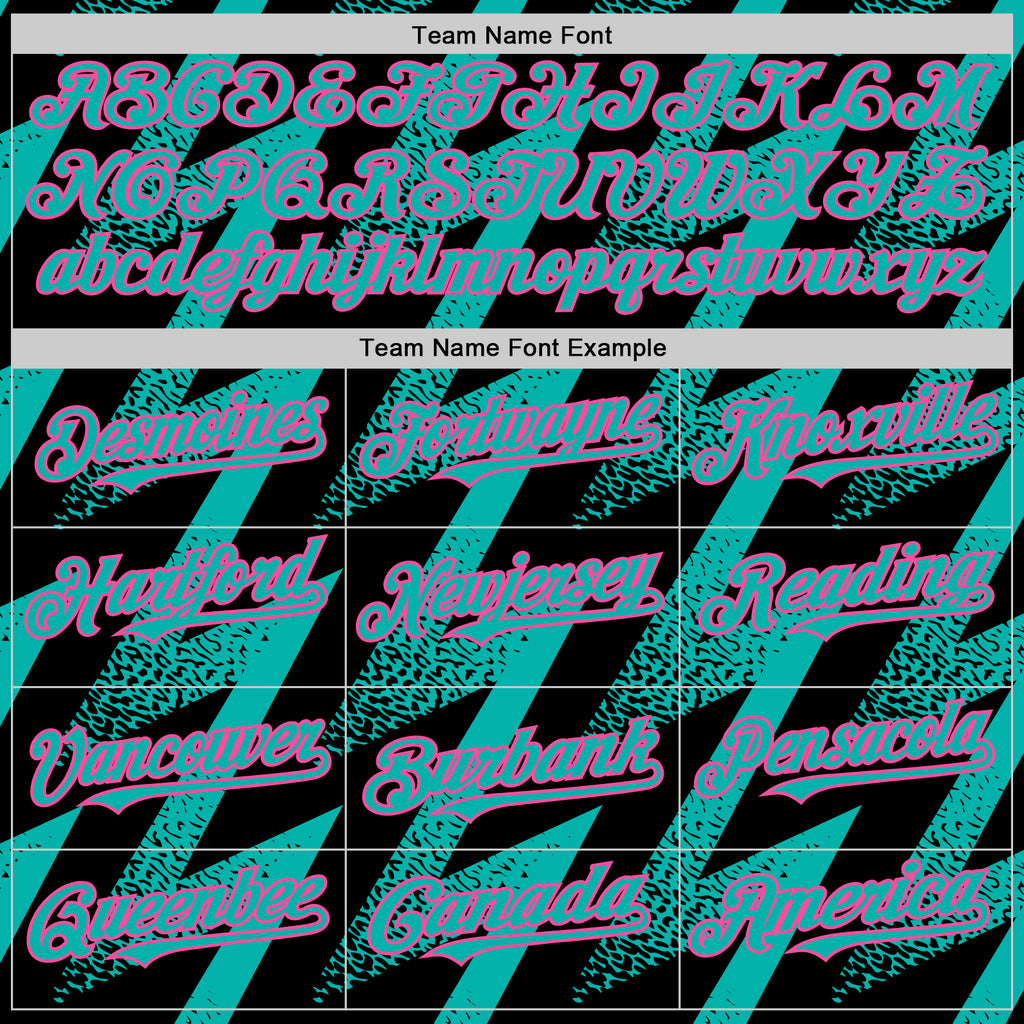 Custom Black Aqua-Pink Zigzag Shape 3D Pattern Design Bomber Full-Snap Varsity Letterman Hoodie Jacket