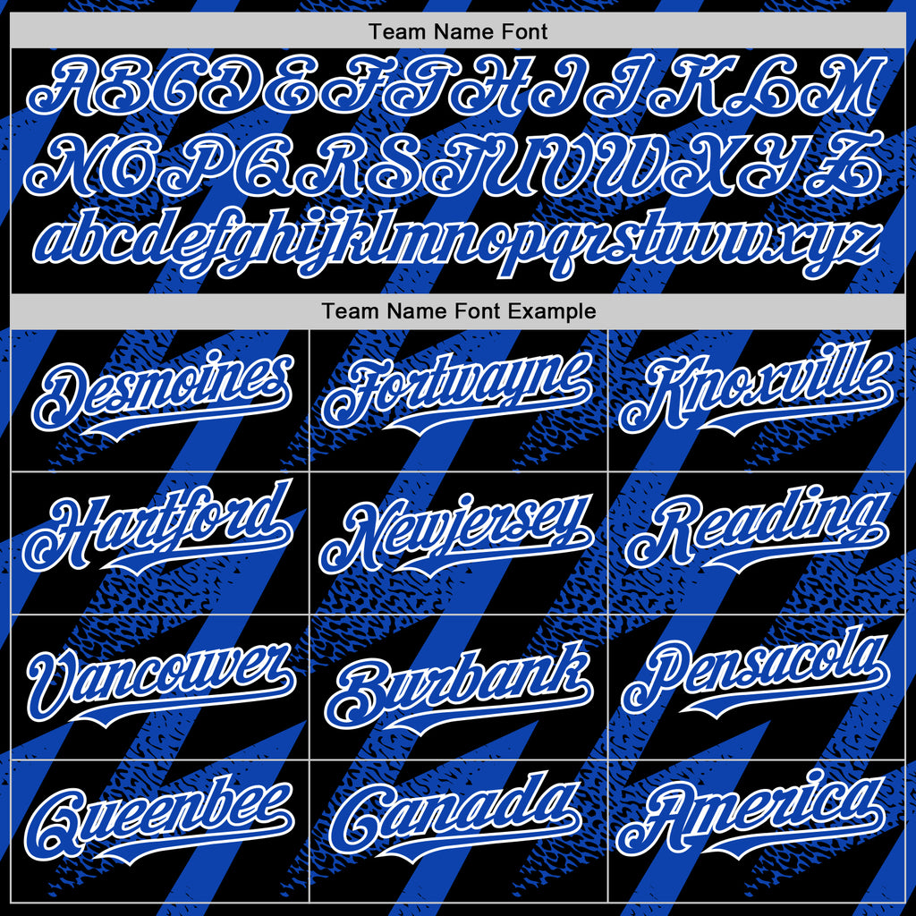 Custom Black Thunder Blue-White Zigzag Shape 3D Pattern Design Bomber Full-Snap Varsity Letterman Hoodie Jacket