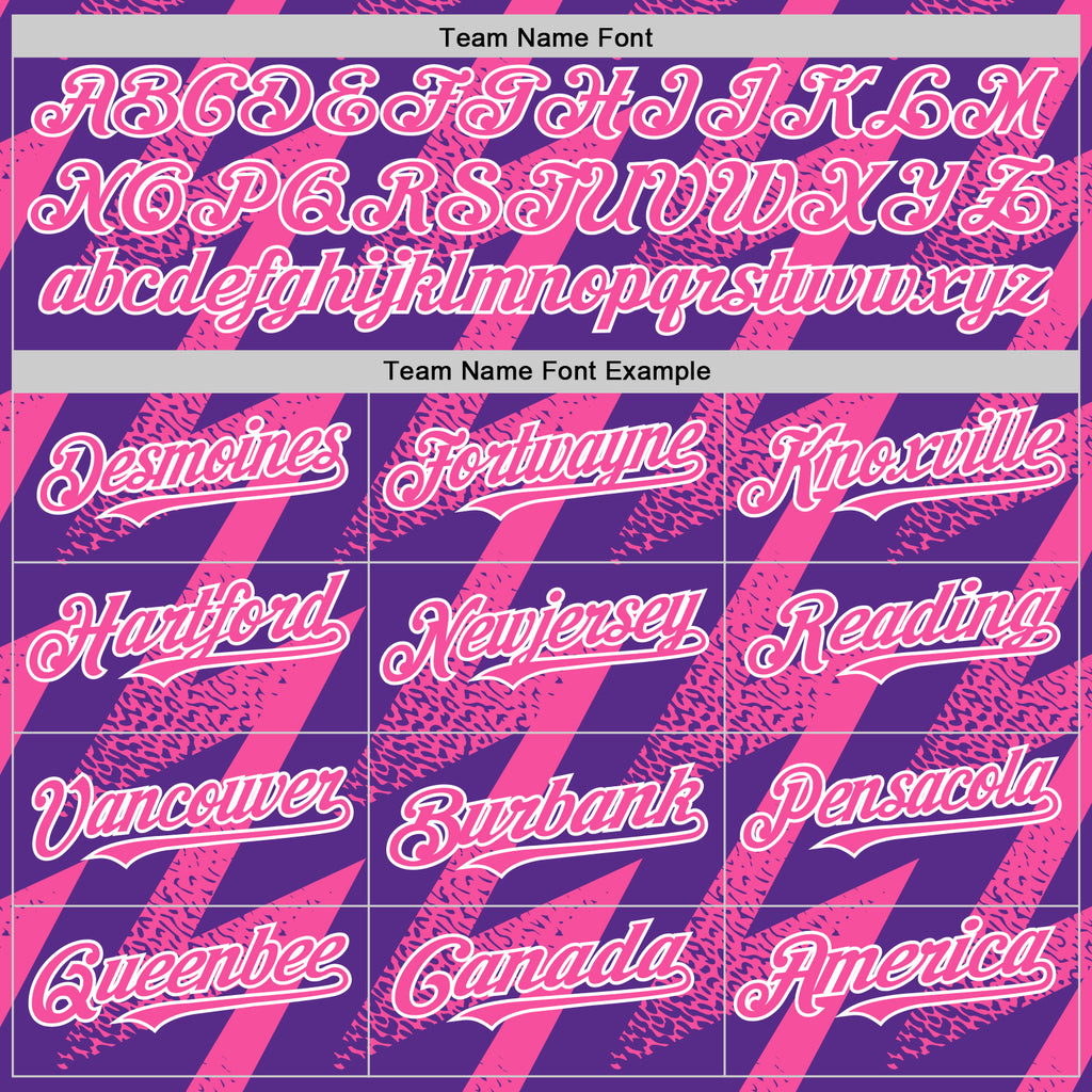 Custom Purple Pink-White Zigzag Shape 3D Pattern Design Bomber Full-Snap Varsity Letterman Hoodie Jacket