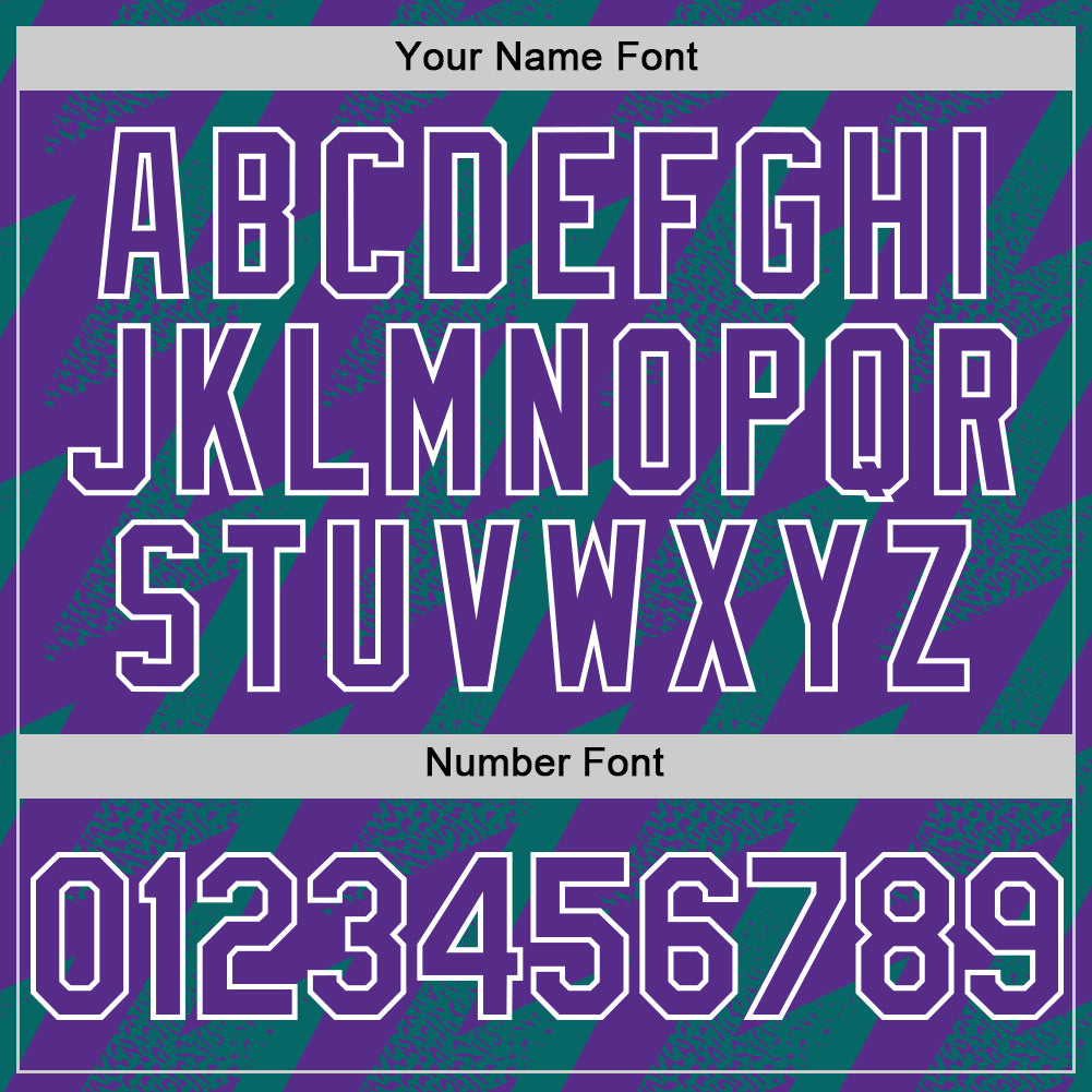 Custom Purple Teal-White Zigzag Shape 3D Pattern Design Bomber Full-Snap Varsity Letterman Hoodie Jacket